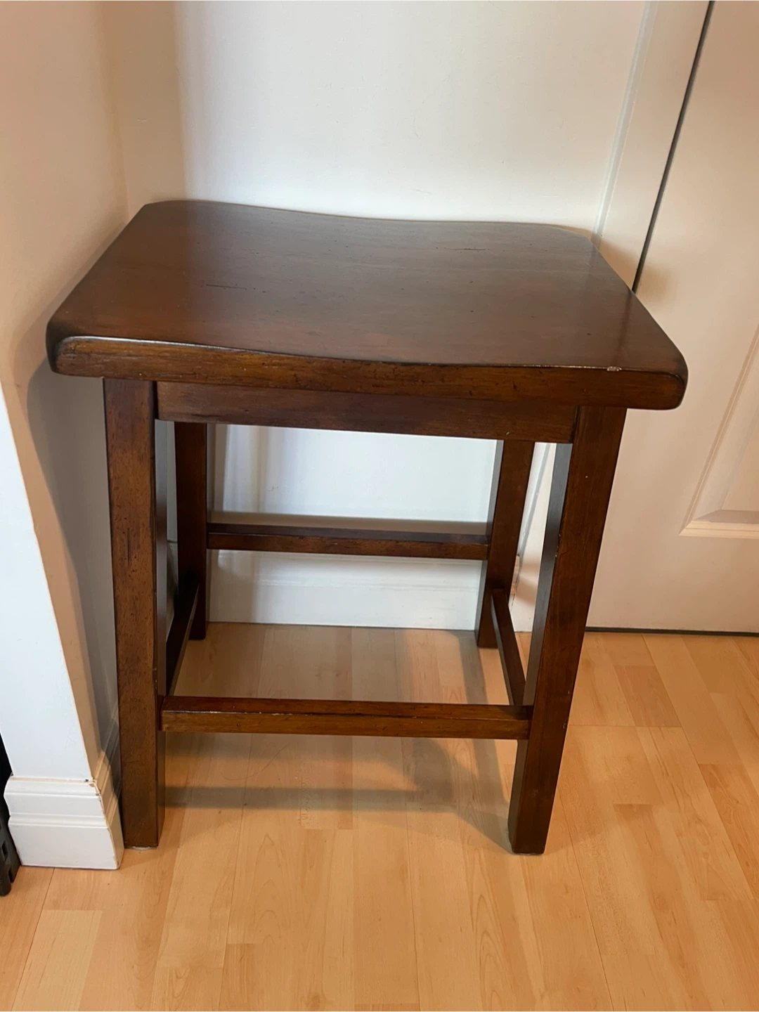 Vintage dark solid Wood Stool - photo 2