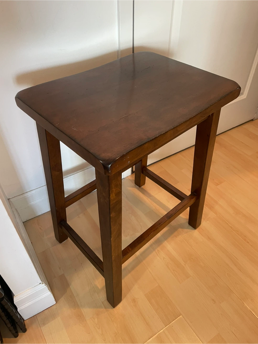 Vintage dark solid Wood Stool - photo 4