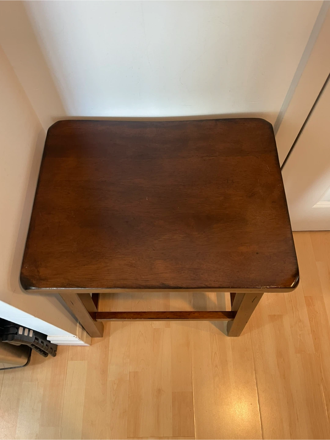 Vintage dark solid Wood Stool - photo 3