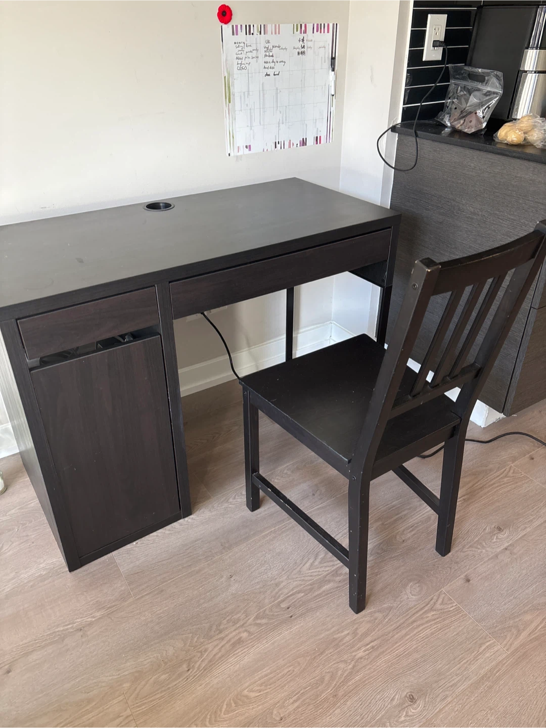 Dark Brown Desk and Chair Set - photo 2