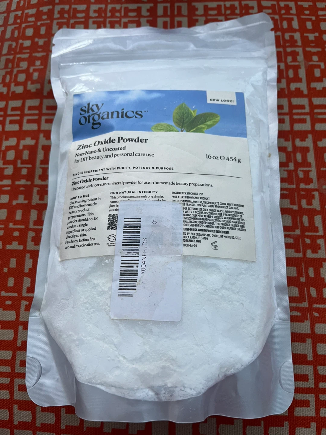 Sky Organics Zinc Oxide Powder, 454g