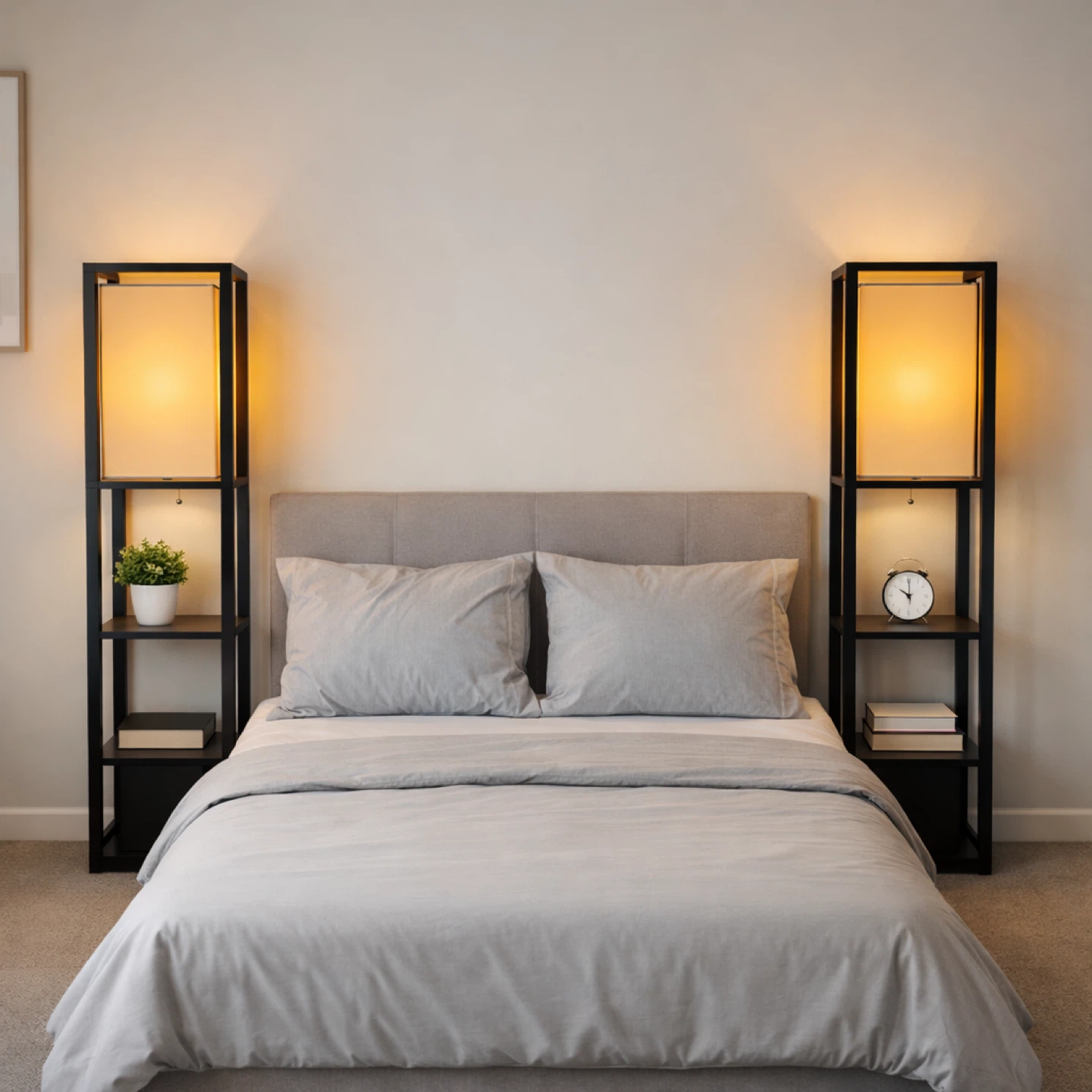 Floor Lamp with Shelves - Black