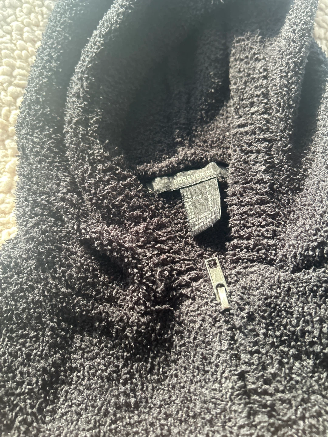 Forever 21 Black Fuzzy Zip-Up Hoodie - Size PS - photo 2