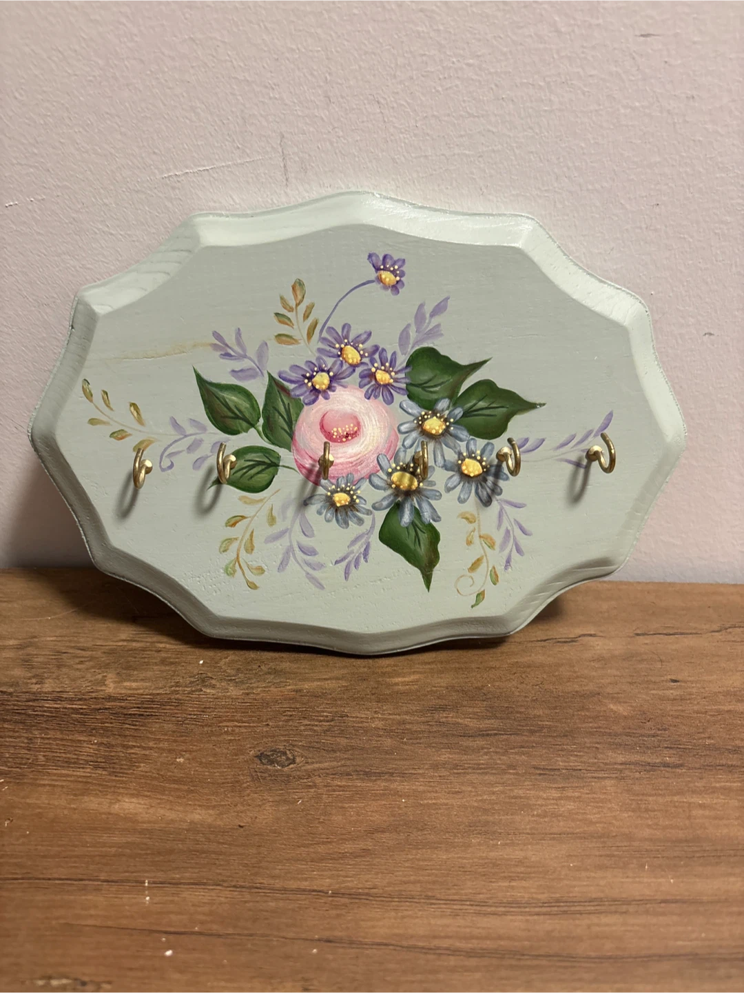 Floral Painted Key Holder 10 x7 inches