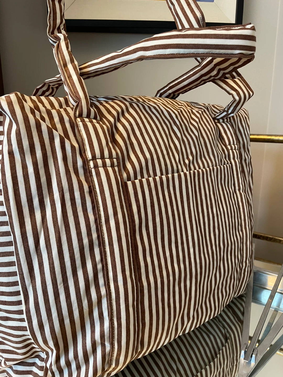 BAGGU Brown Stripe Cloud Carry-On
