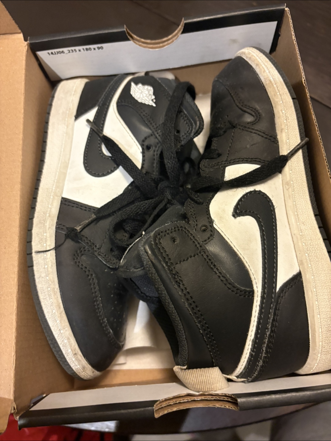 Jordan 1 Mid Black White Size US 1.5Y - photo 3
