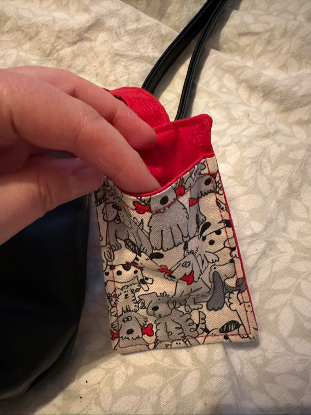 Black Crossbody Bag with Dog Print Pouch - photo 3