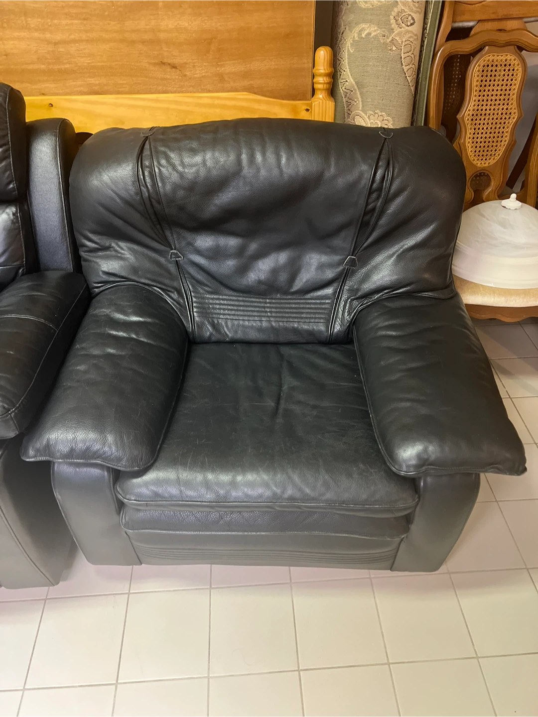 Black Italian Leather Armchair - photo 2