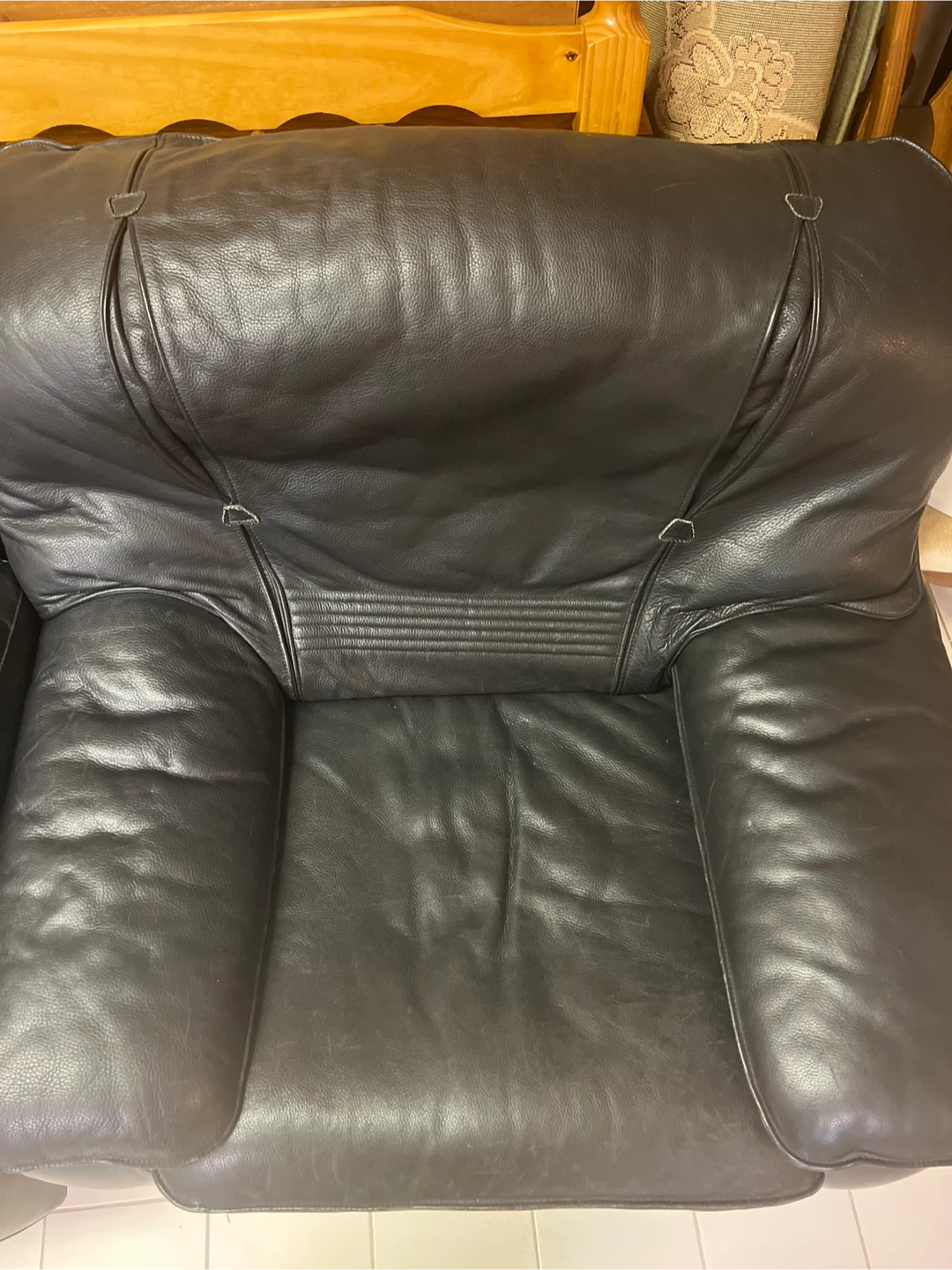 Black Italian Leather Armchair