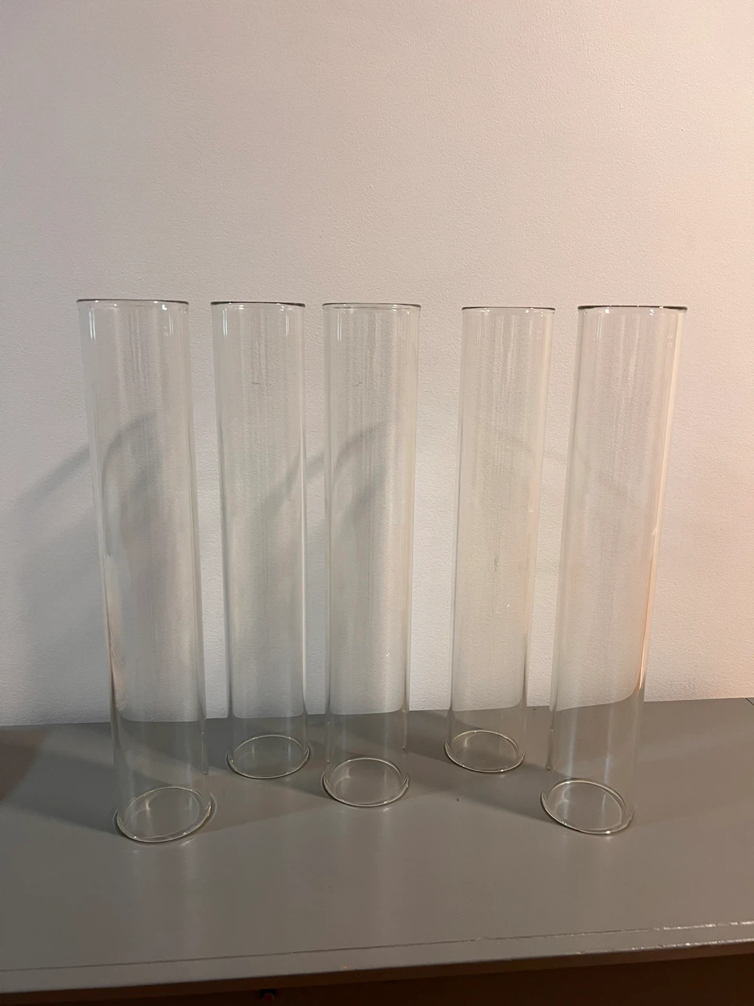 Set of 5 Clear 19 3/4 “ Glass Cylinders