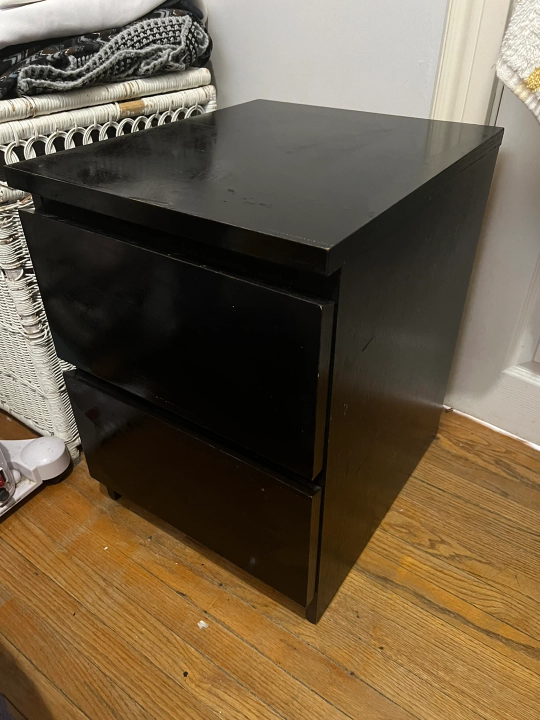 🥕Ikea Black Two-Drawer Nightstand