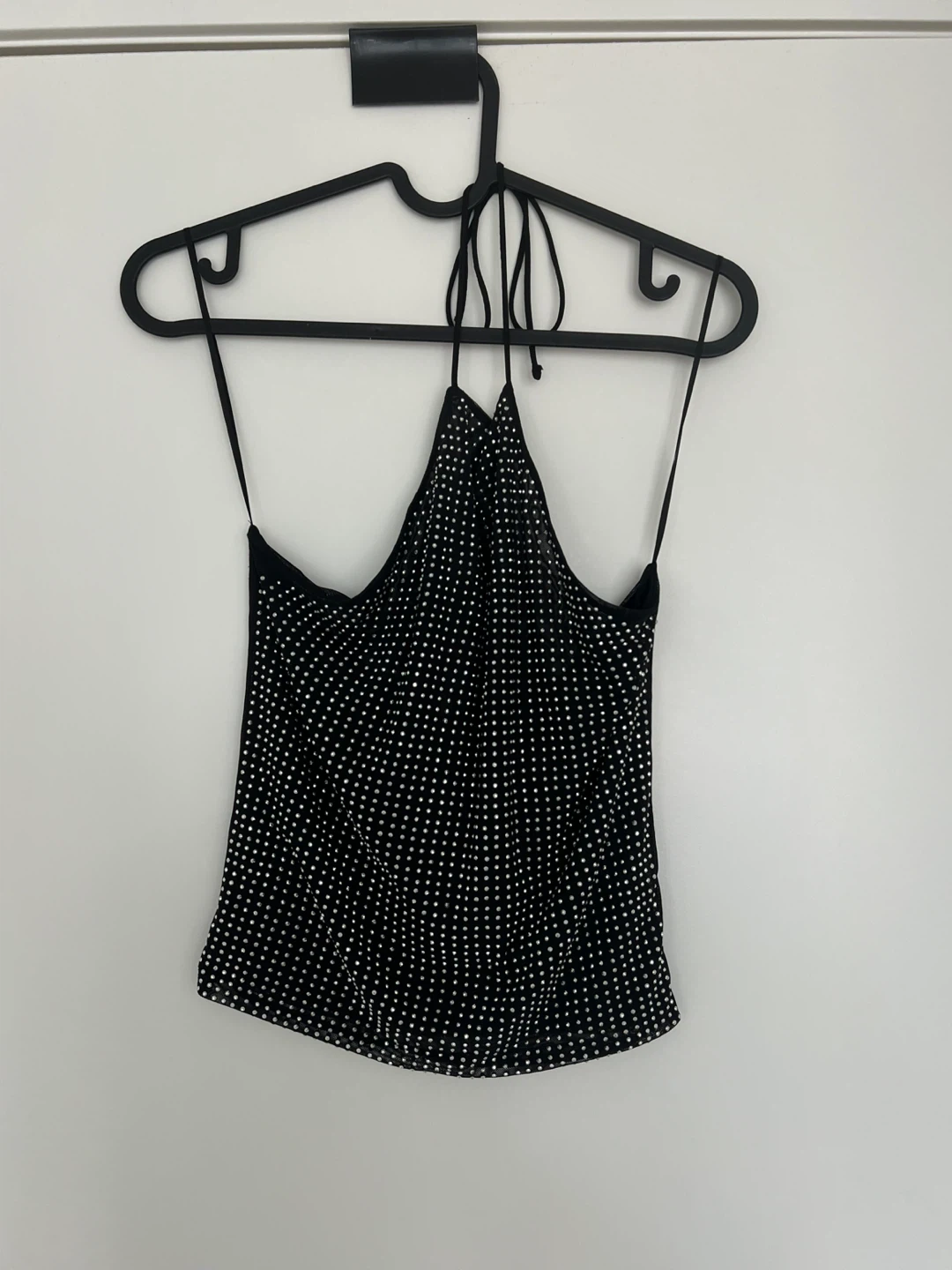 Zara Black Embellished Halter Top - Size S
