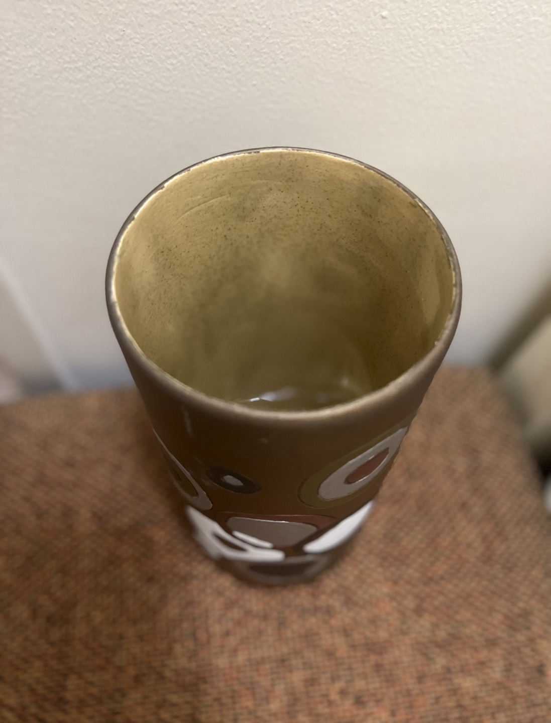 Decorative Brown Vase with Circle Design - photo 2