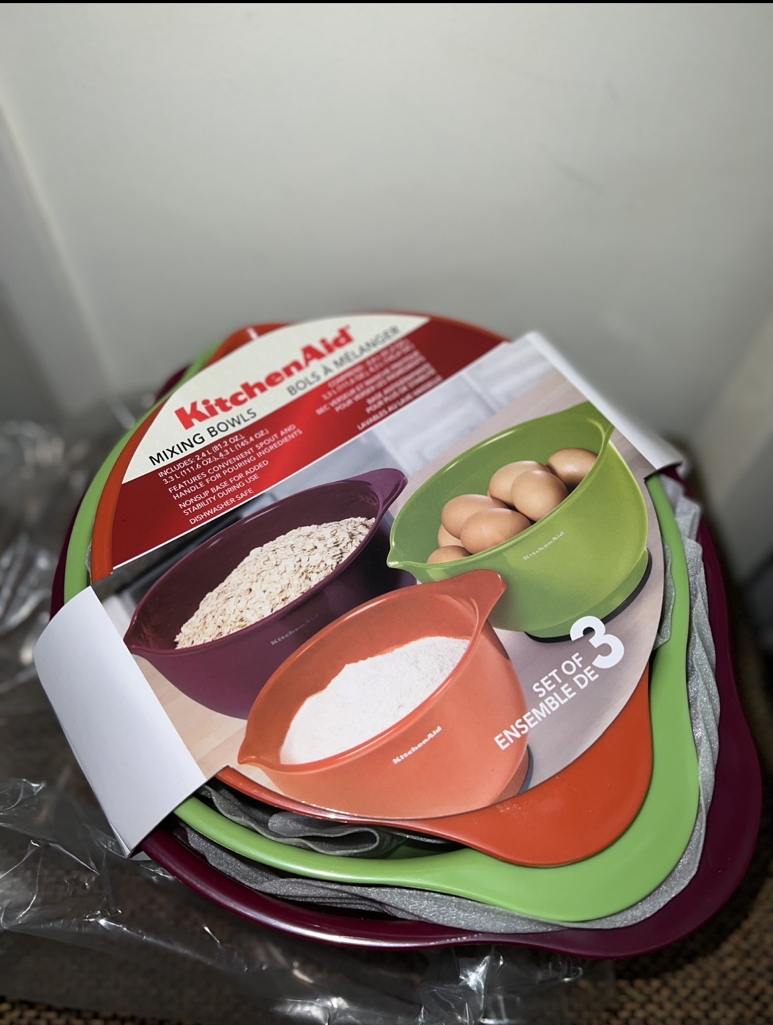 KitchenAid 3-Piece Mixing Bowl Set - NEW