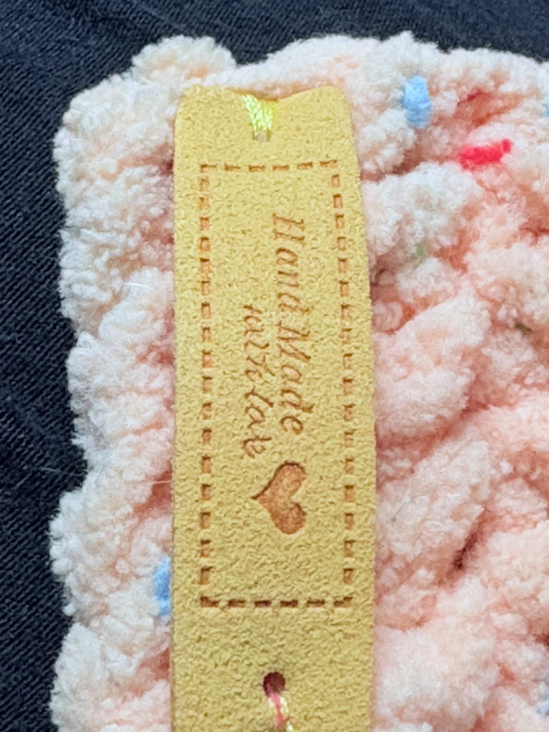 Handmade Scarf & Mitten Set -Peach & White - photo 2