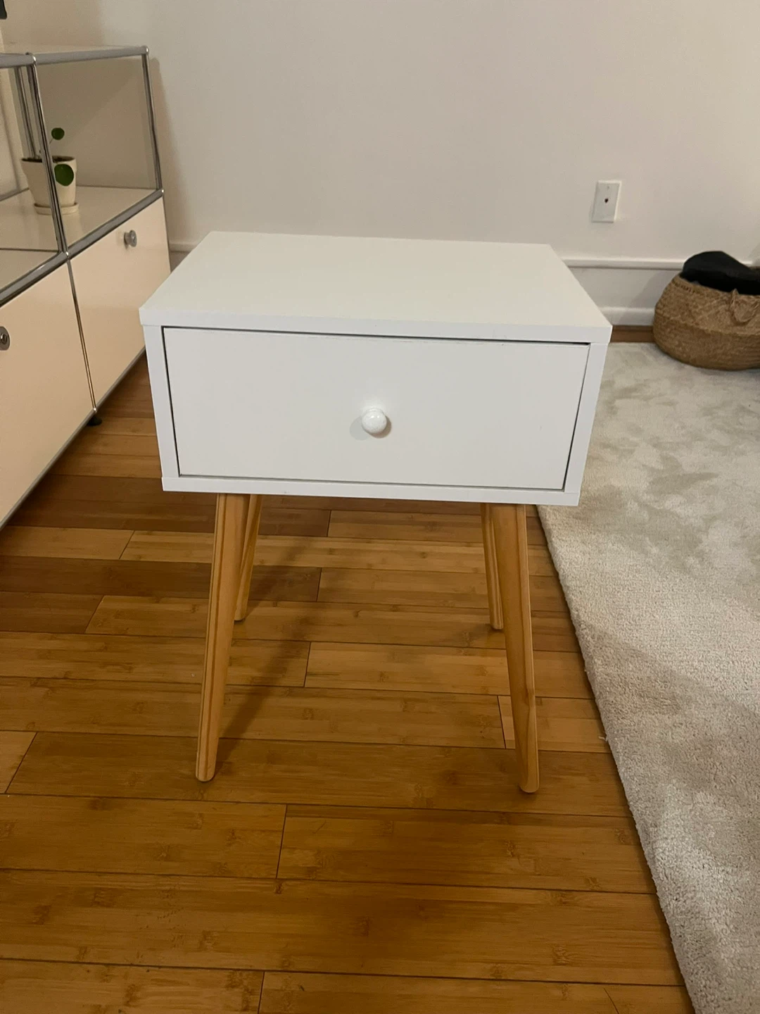 White Nightstand with Drawer - photo 2