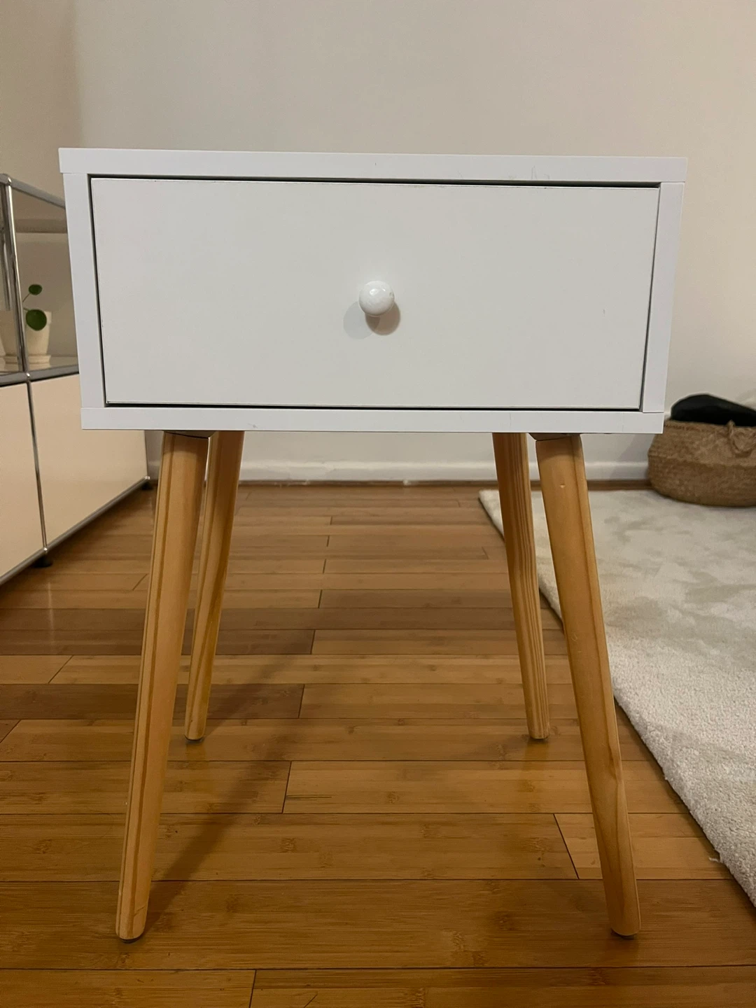 White Nightstand with Drawer