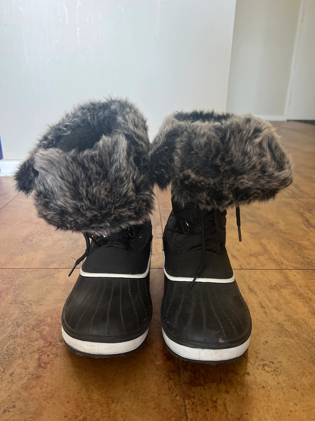 Women’s Black Winter Boots with Faux Fur Trim - photo 2