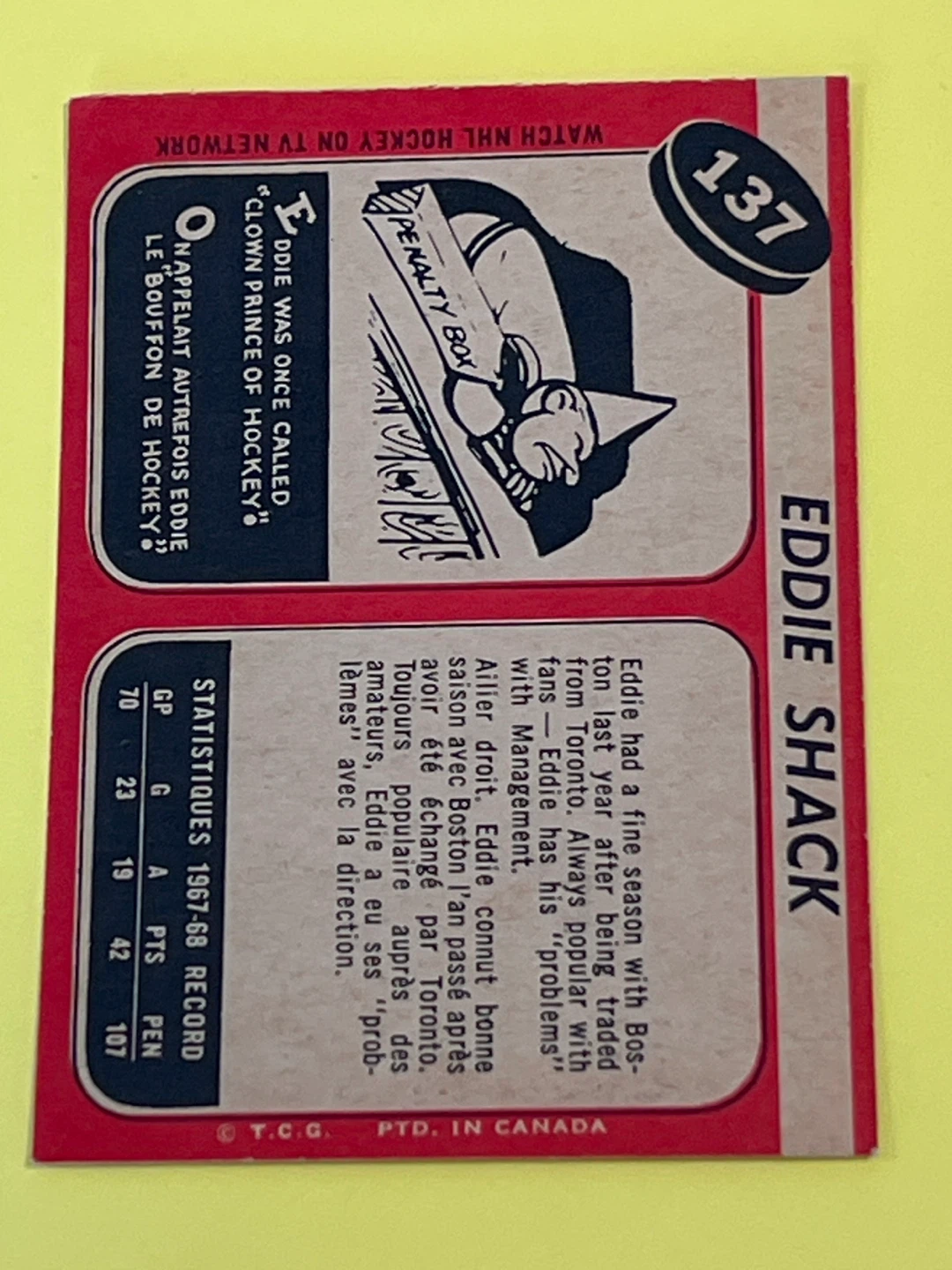 Ed Shack Boston Forward Hockey Card - photo 3