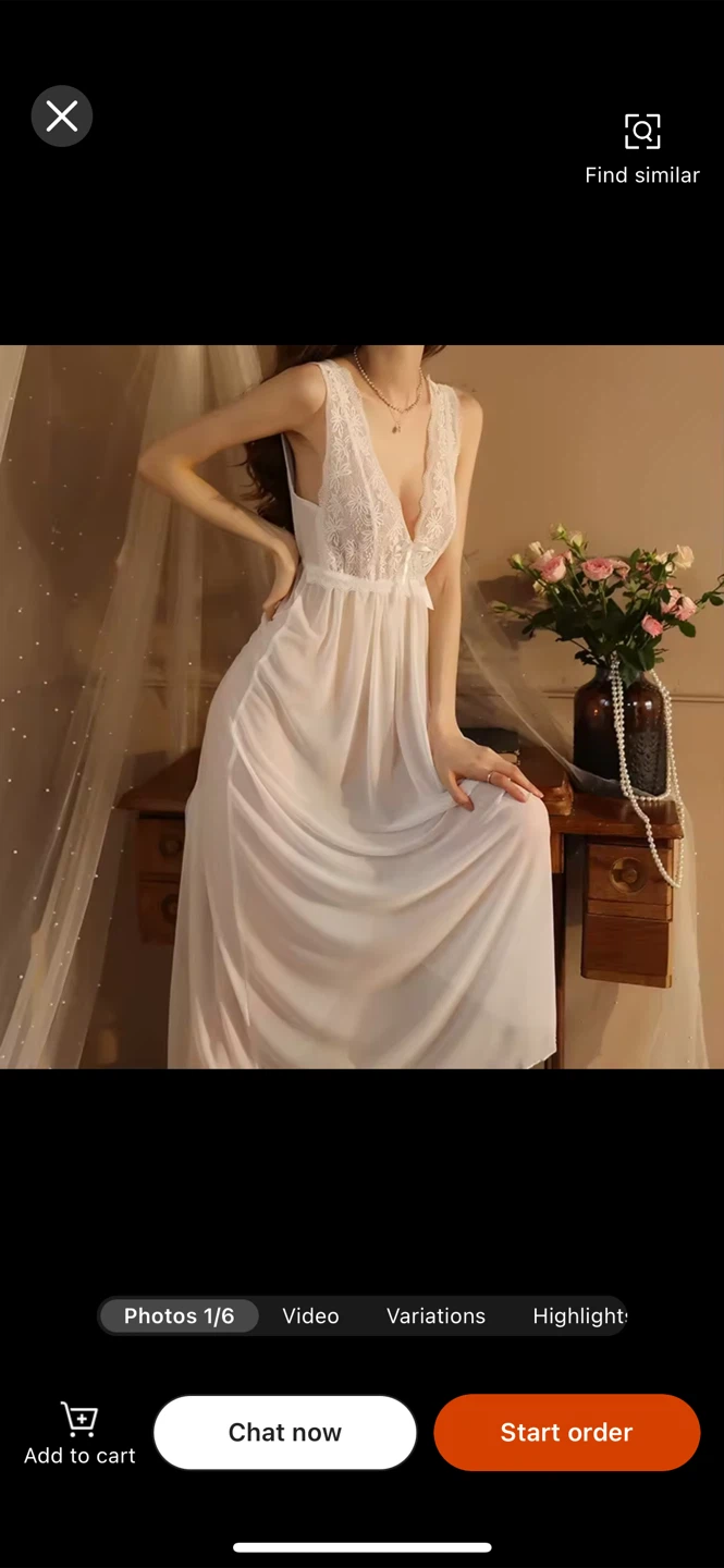 White Lace Lingerie Dress - Size L