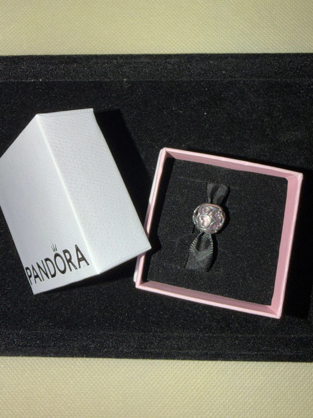 Pandora ALE 925 Sterling Silver Pink Encased Love Charm