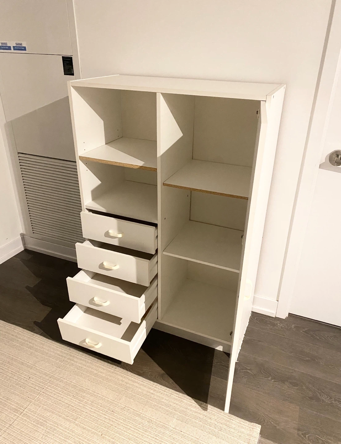 White Wardrobe Cabinet with Drawers