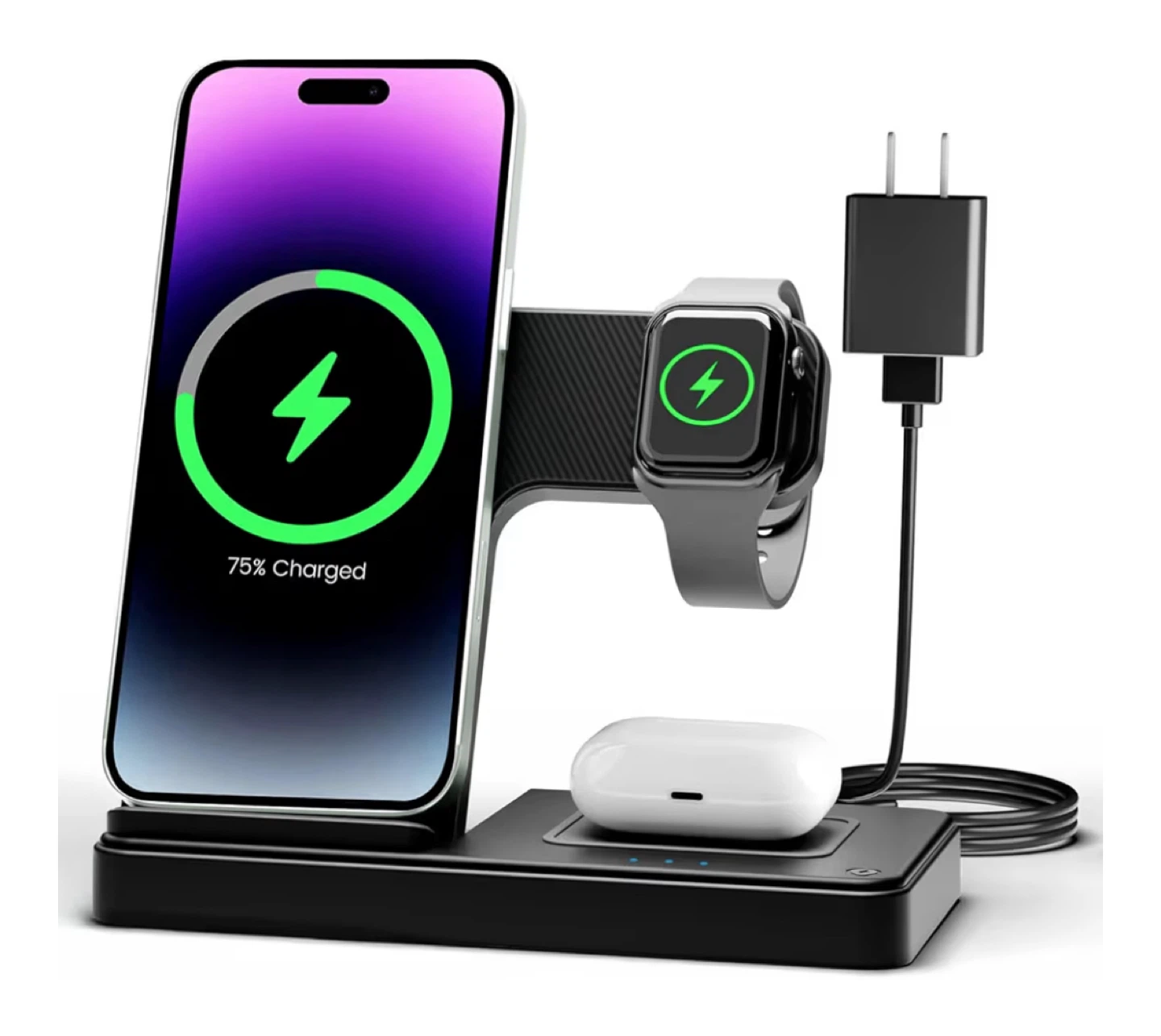 3 in 1 Wireless Charger Stand - Black🥕