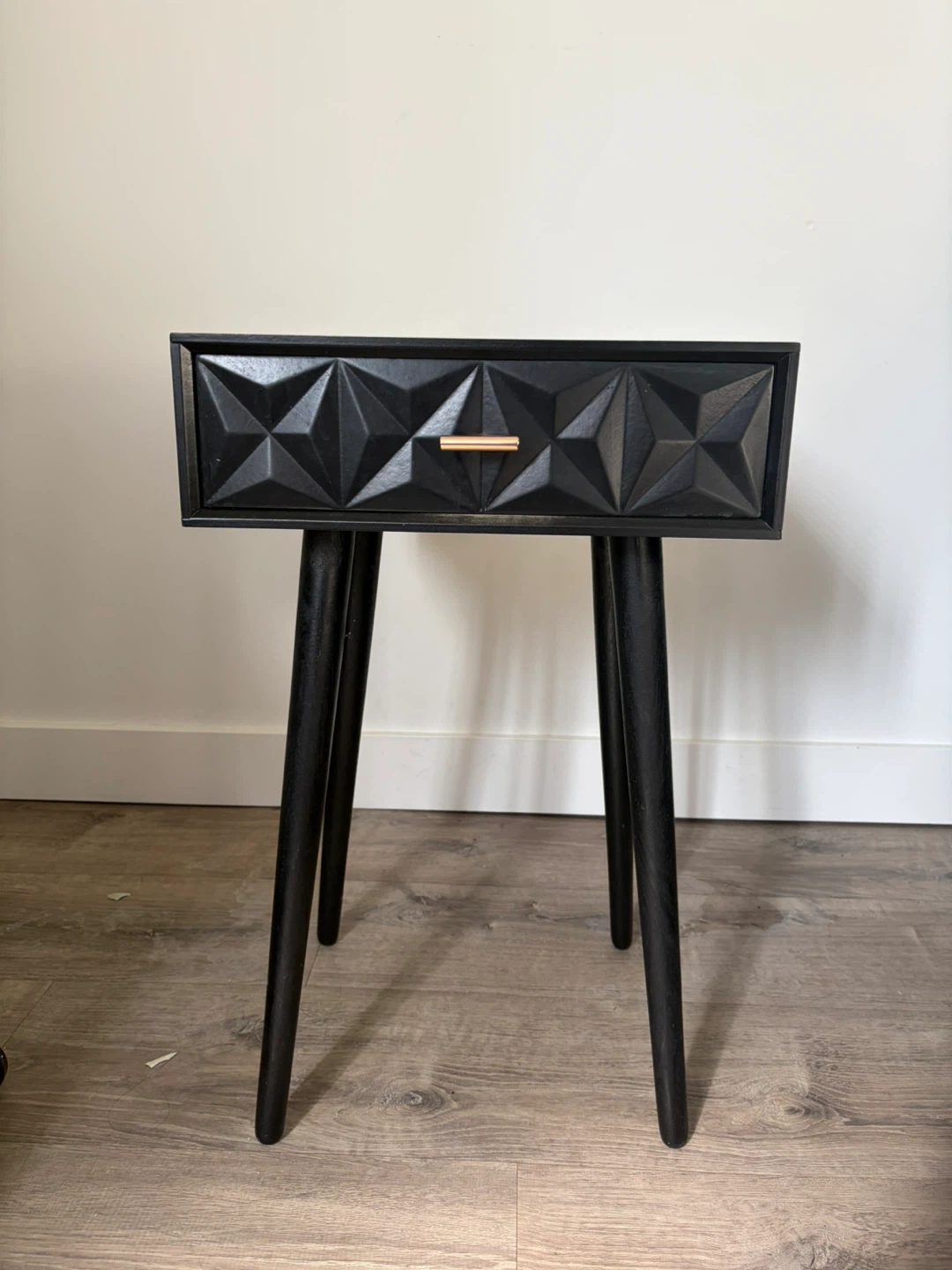 Black Geometric Patterned Nightstand