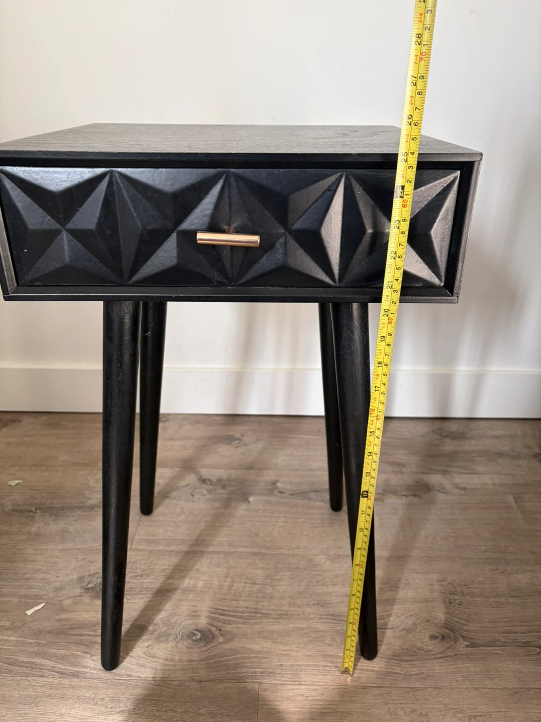 Black Geometric Patterned Nightstand - photo 4