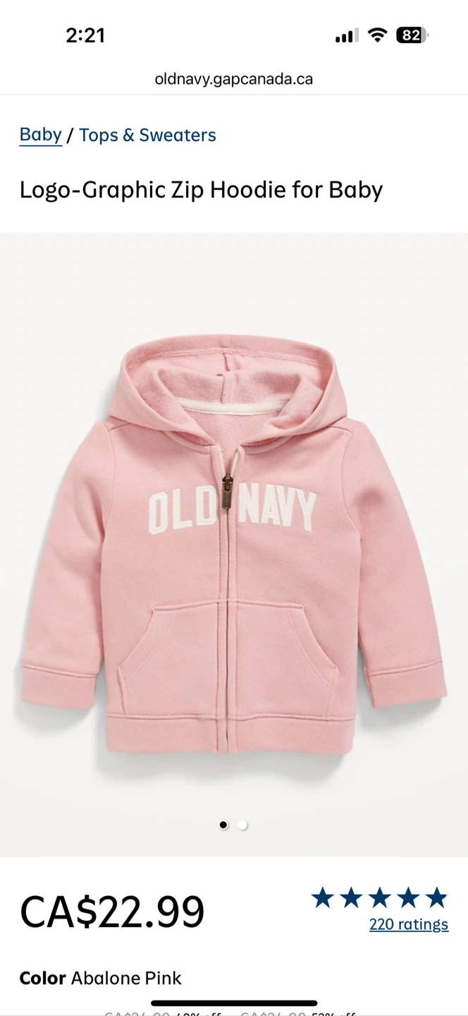 Old Navy Baby Pink Logo Zip Hoodie - photo 2