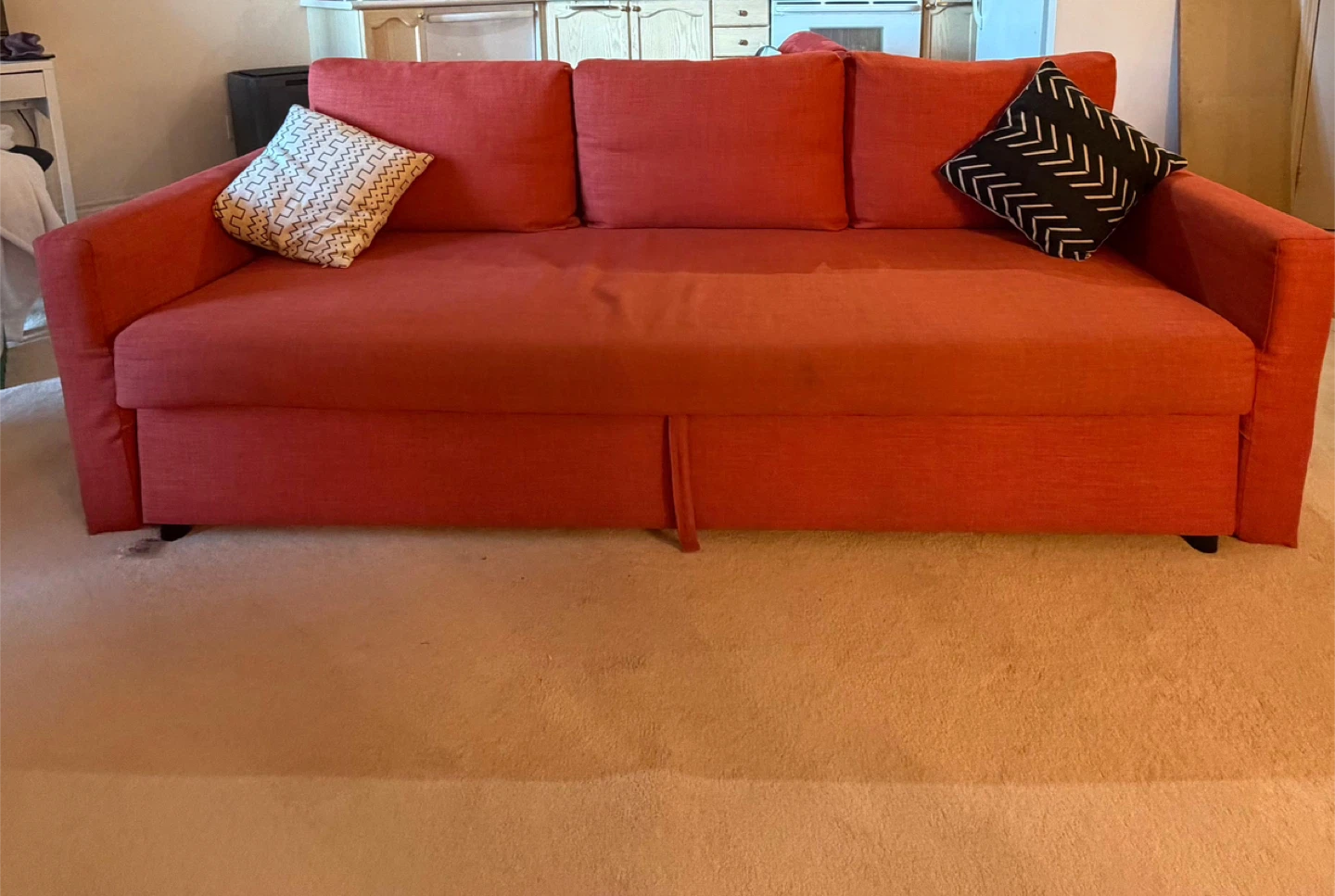 IKEA Three-Seater Sofa Bed - Red