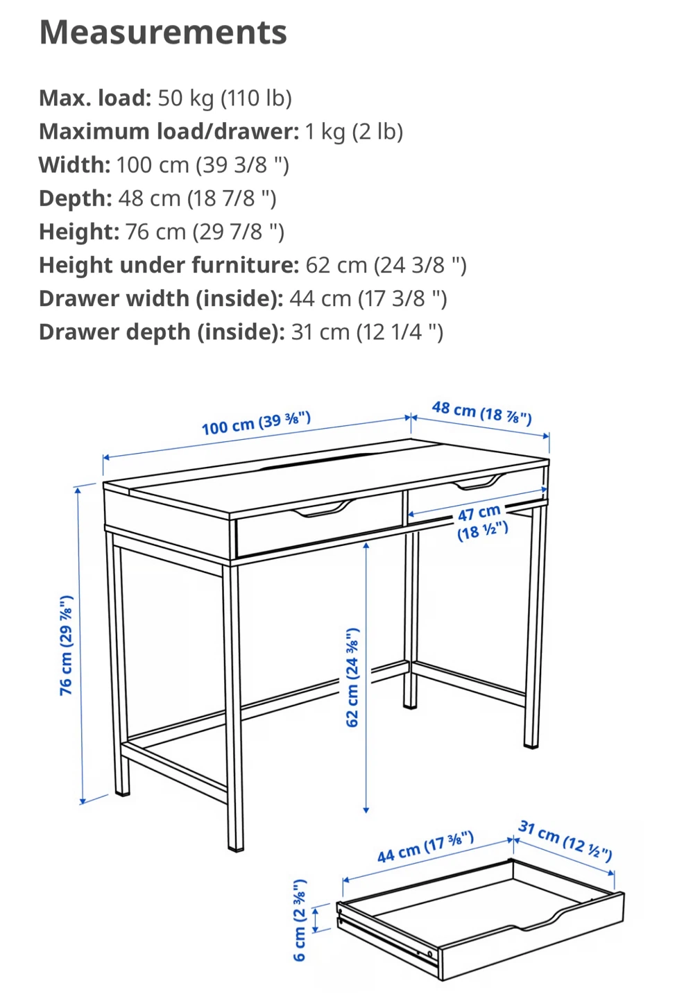 IKEA Hemnes White Desk - photo 3