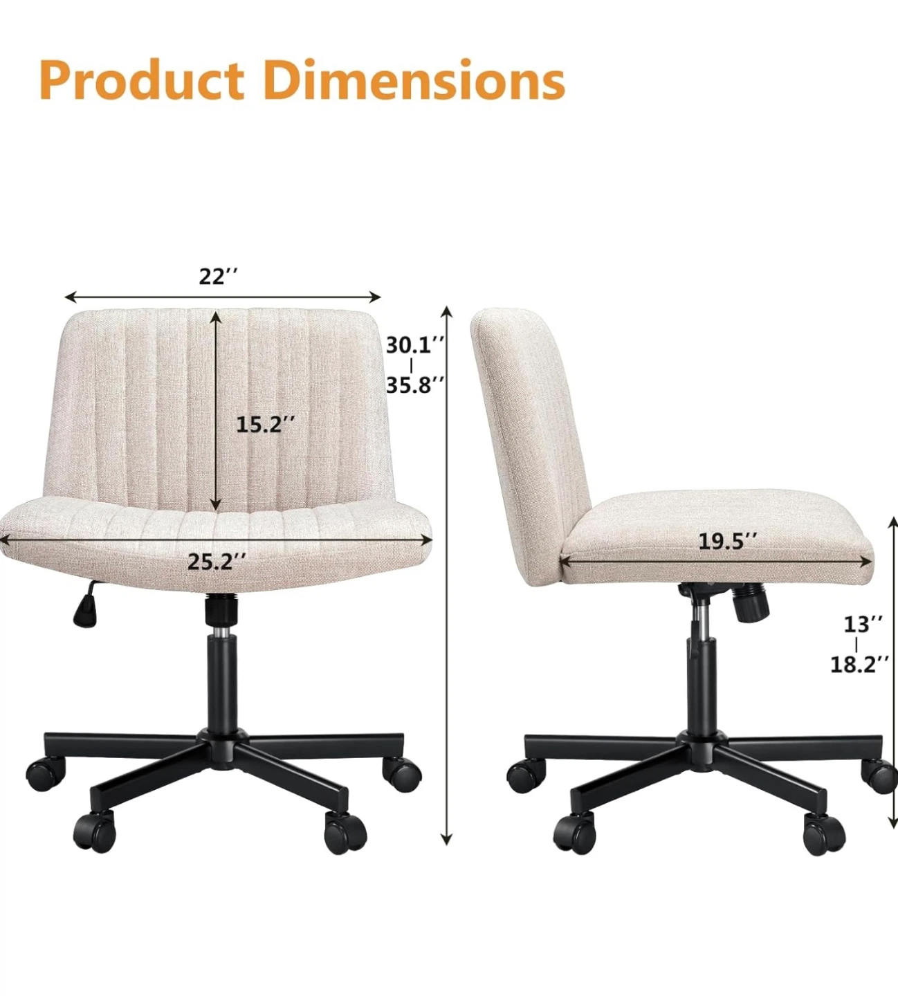Beige Ribbed Swivel Desk Chair - photo 2