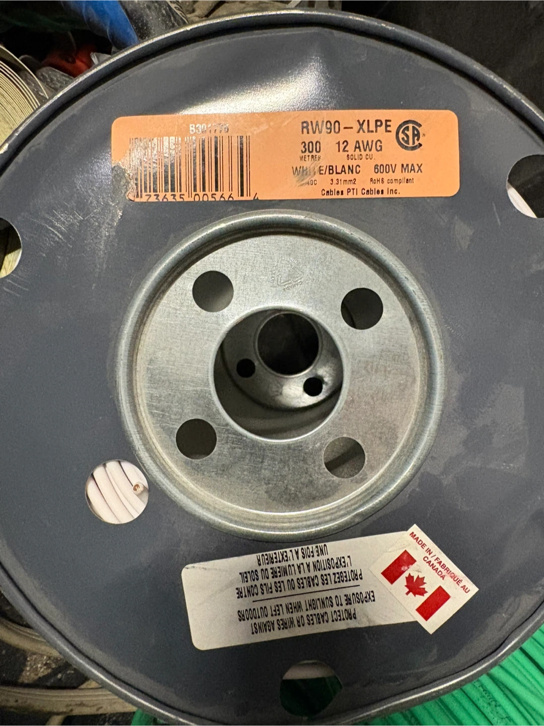 RW90-XLPE 12 AWG White Wire - 300 Metres - photo 3