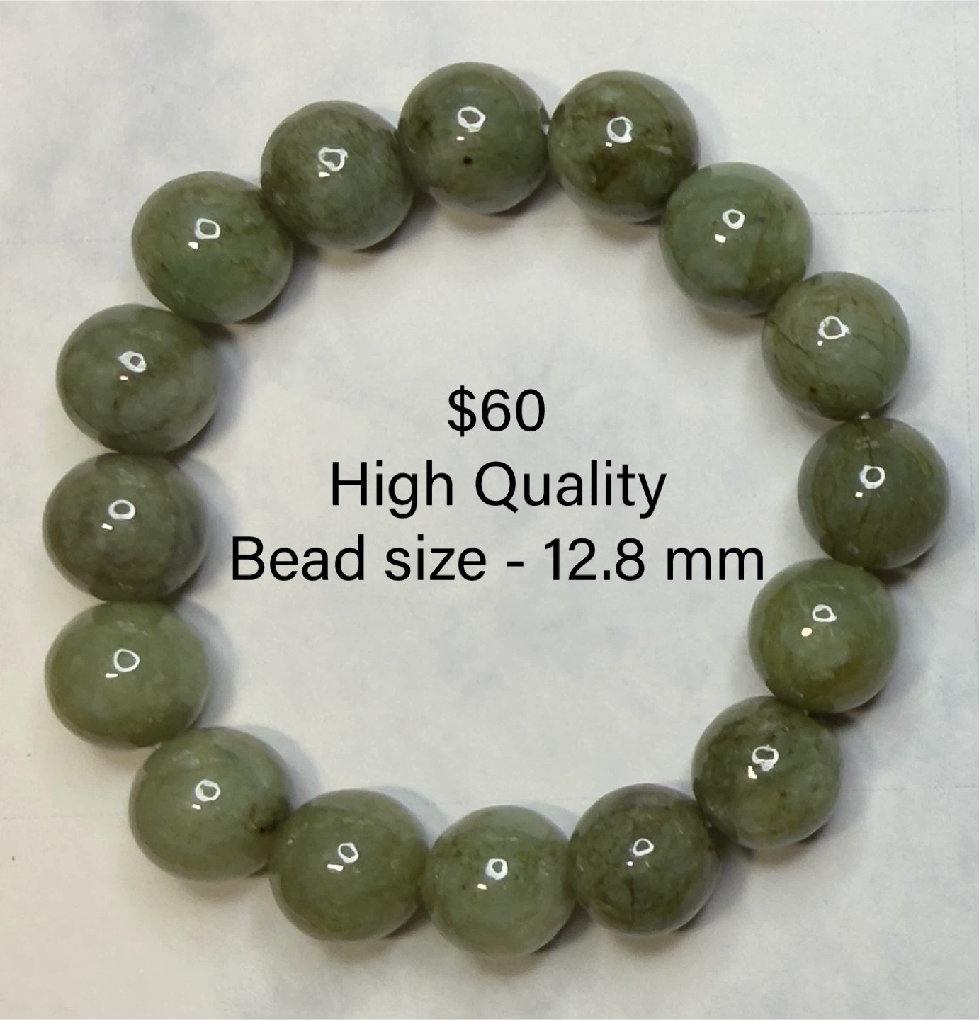 Jade High Quality authentic Jade Bead Bracelet - 12.8mm