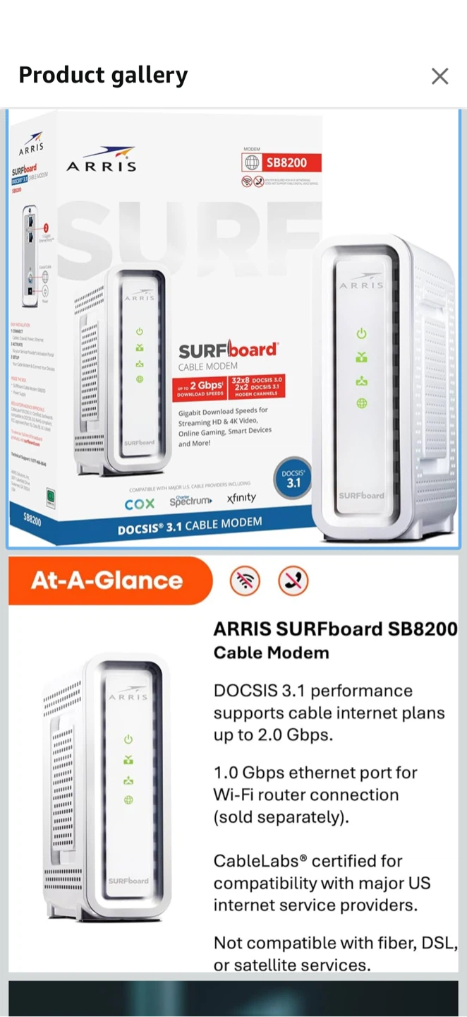 Arris SURFboard SB8200 Cable Modem - Like New!