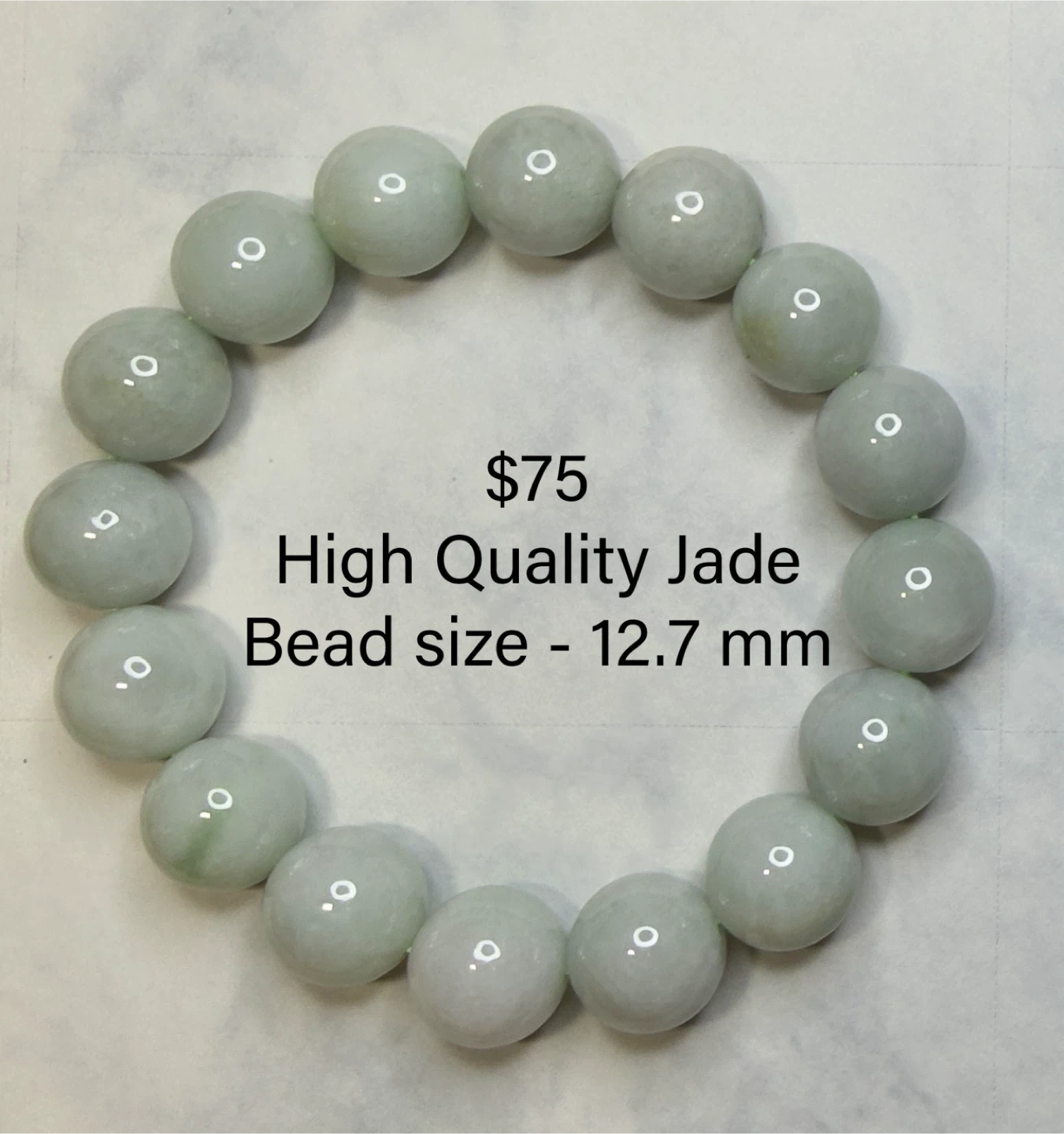 Jade High Quality authentic Jade Bead Bracelet - 12.7 mm