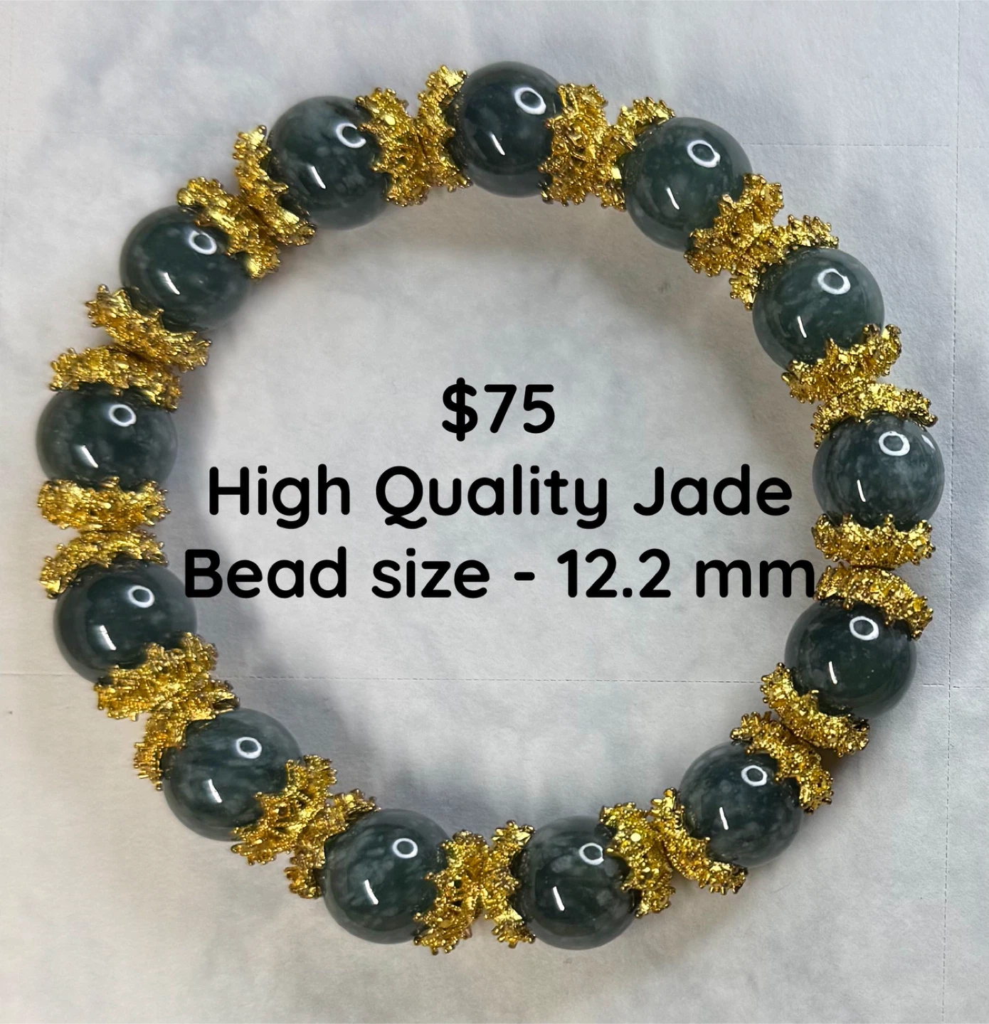 Jade High Quality authentic Jade Bead Bracelet - 12.2 mm