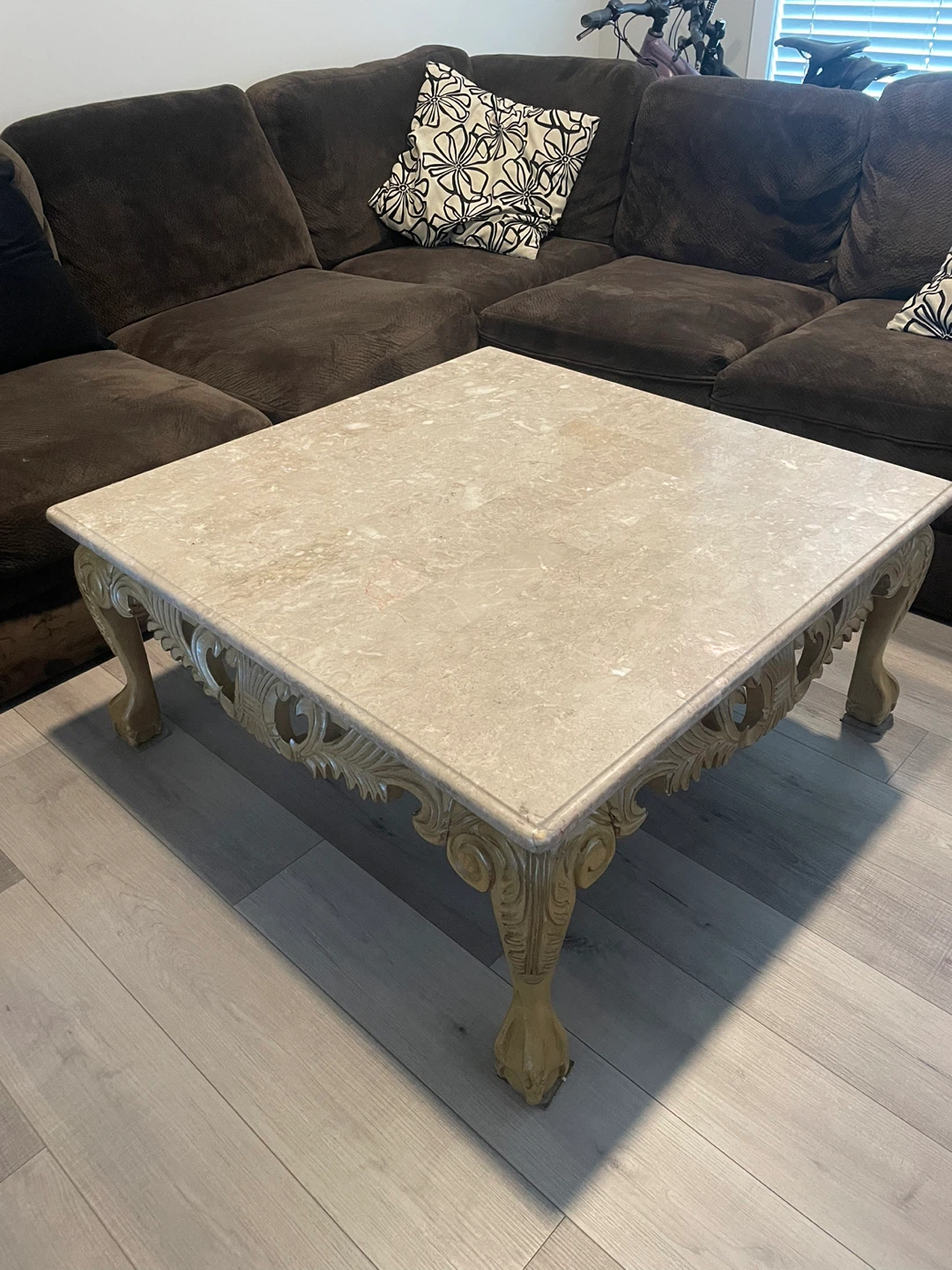 Ornate Marble Top Coffee Table