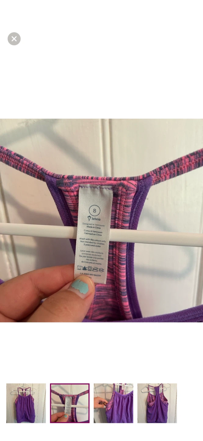 Ivivva Tank Top Size 8 - Purple - photo 2