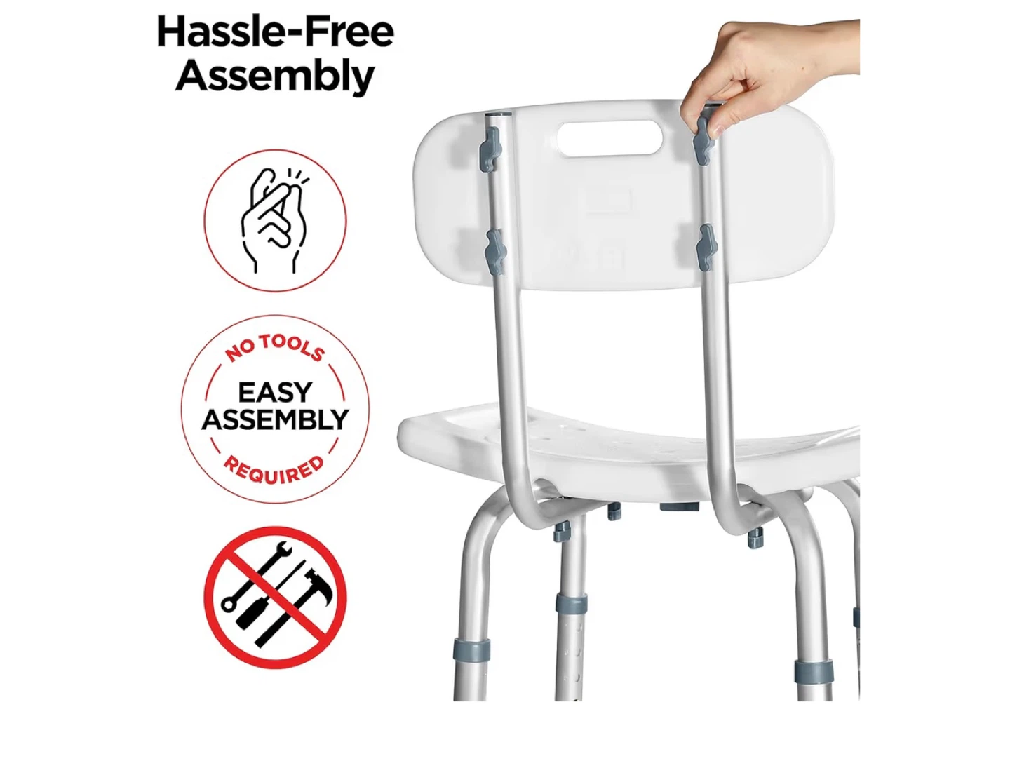 Adjustable Height Bath/Shower Chair with Backrest - photo 2