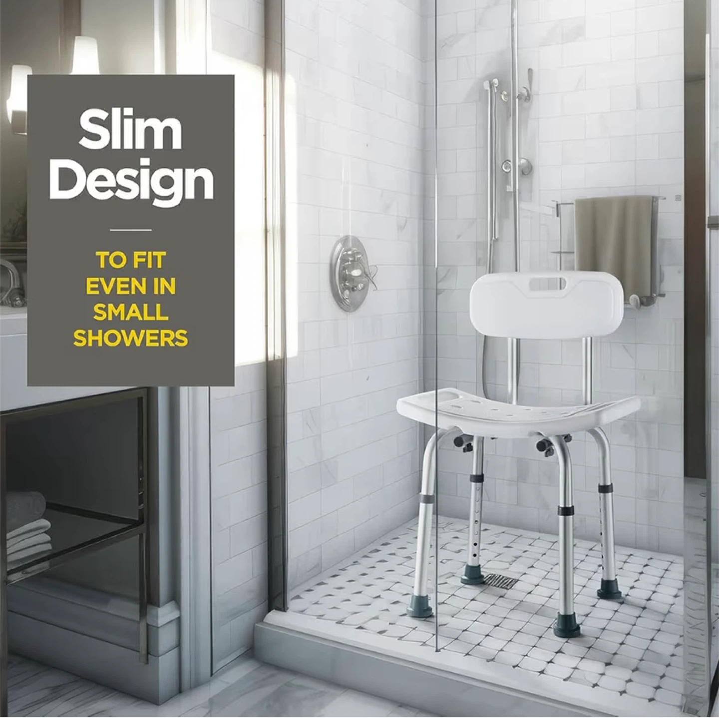 Adjustable Height Bath/Shower Chair with Backrest - photo 3