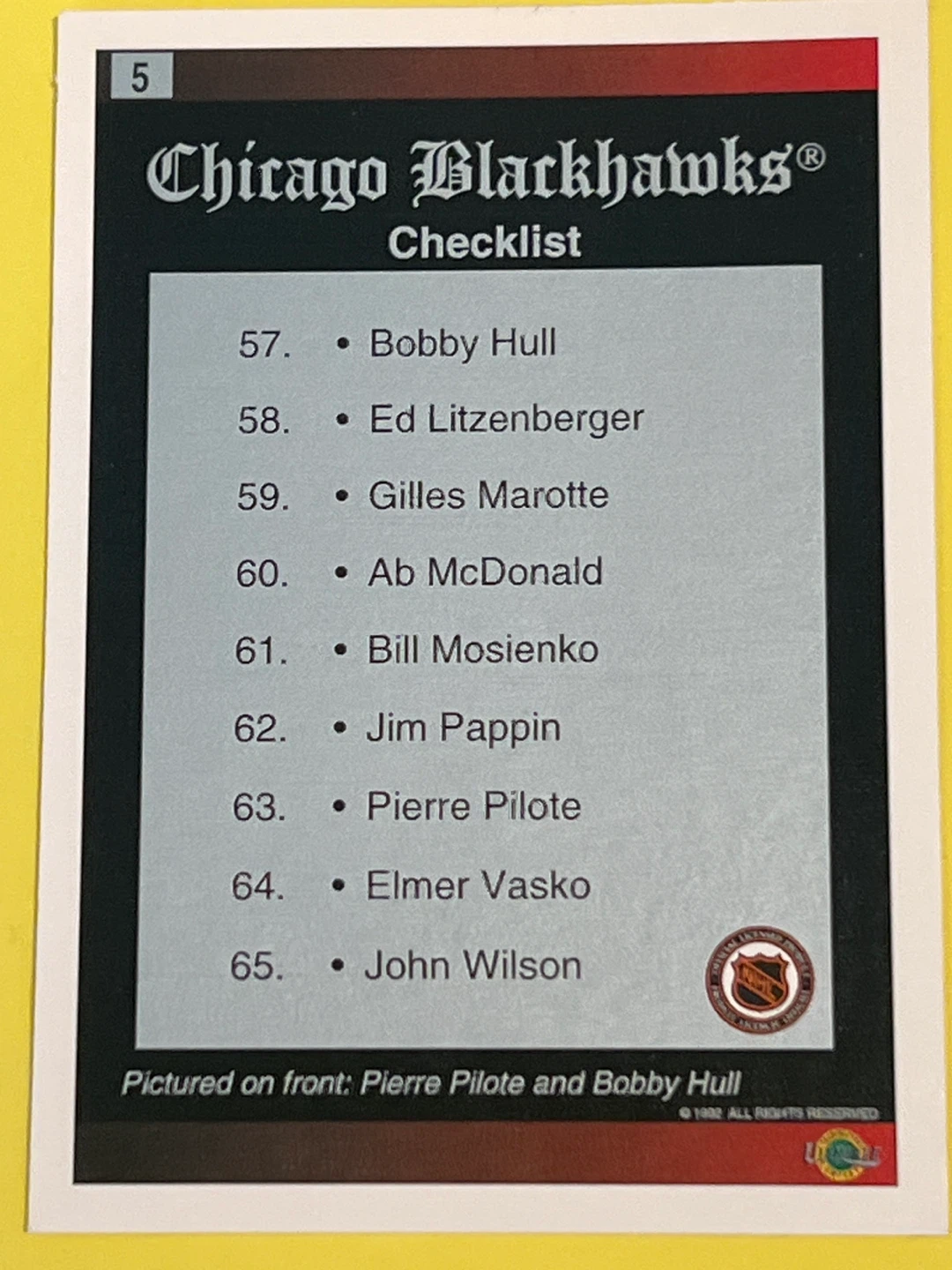 Bobby Hull & Pierre Pilote Chicago Blackhawks Card - photo 3