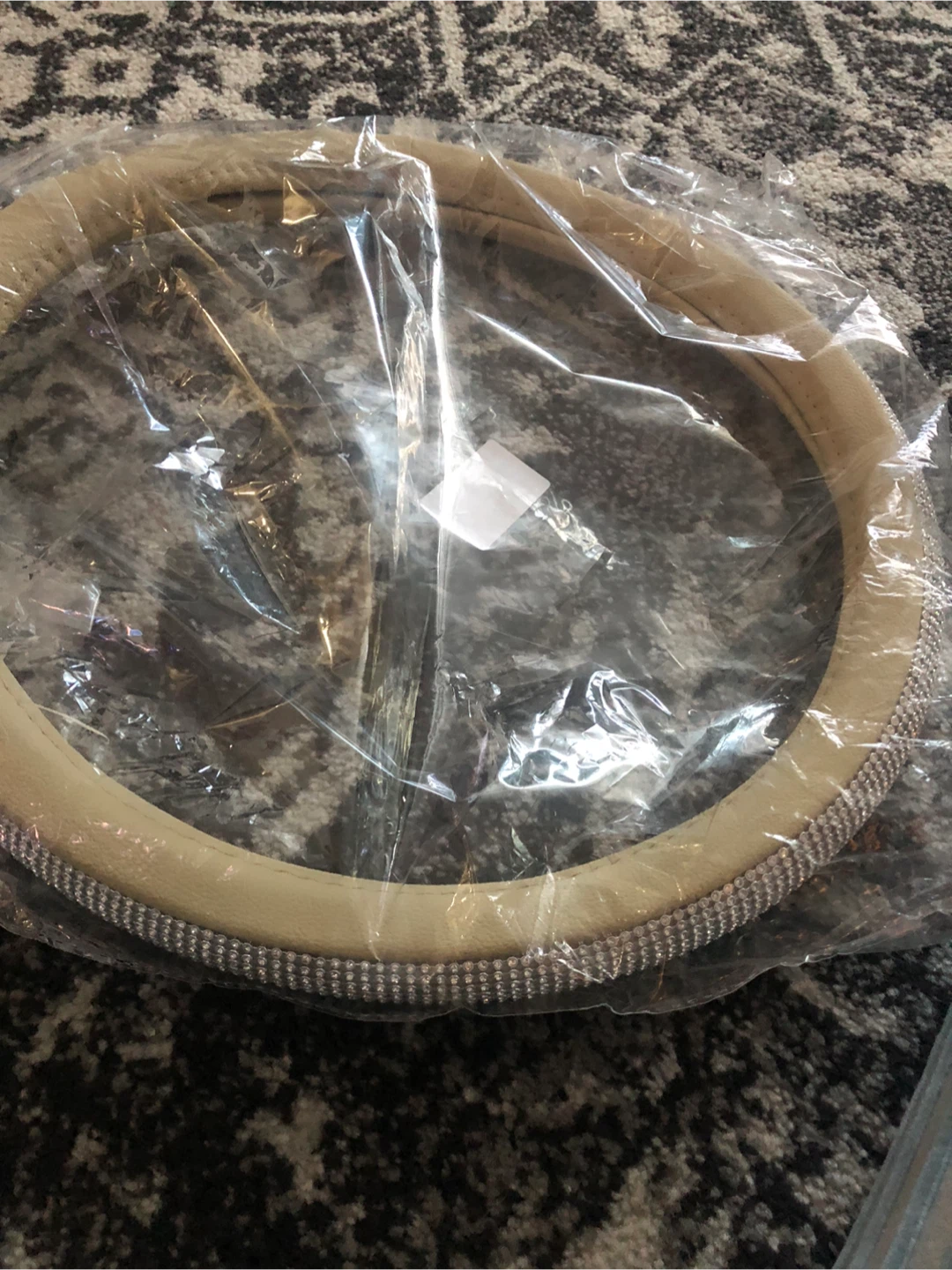 Beige Rhinestone Steering Wheel Cover - New