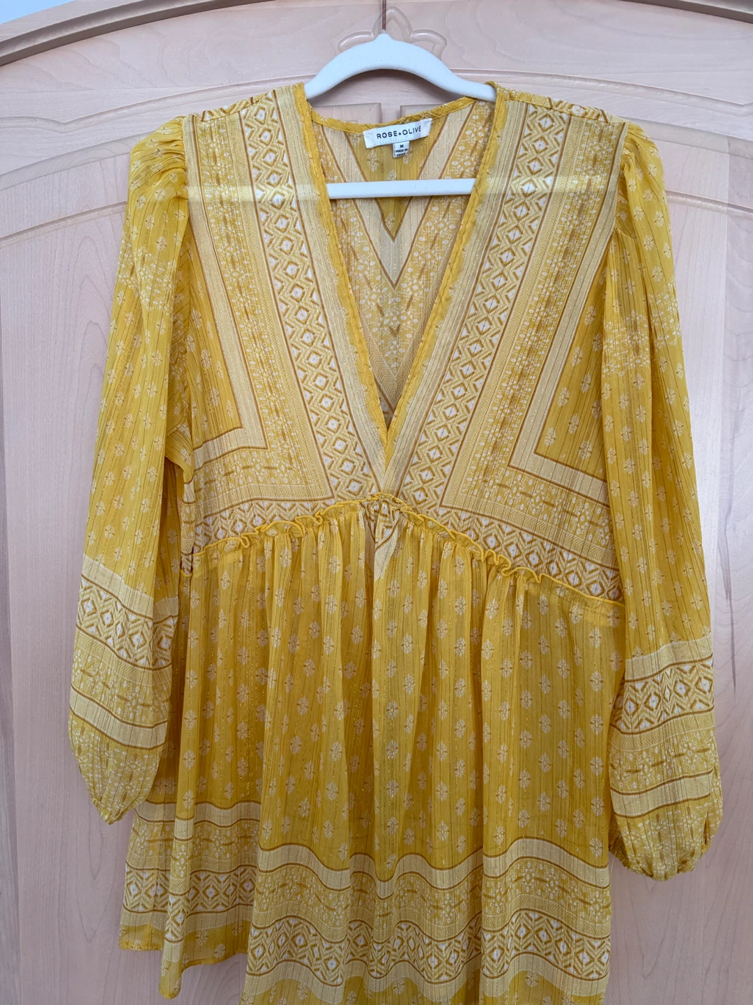 Rose + Olive Yellow Blouse - Size M
