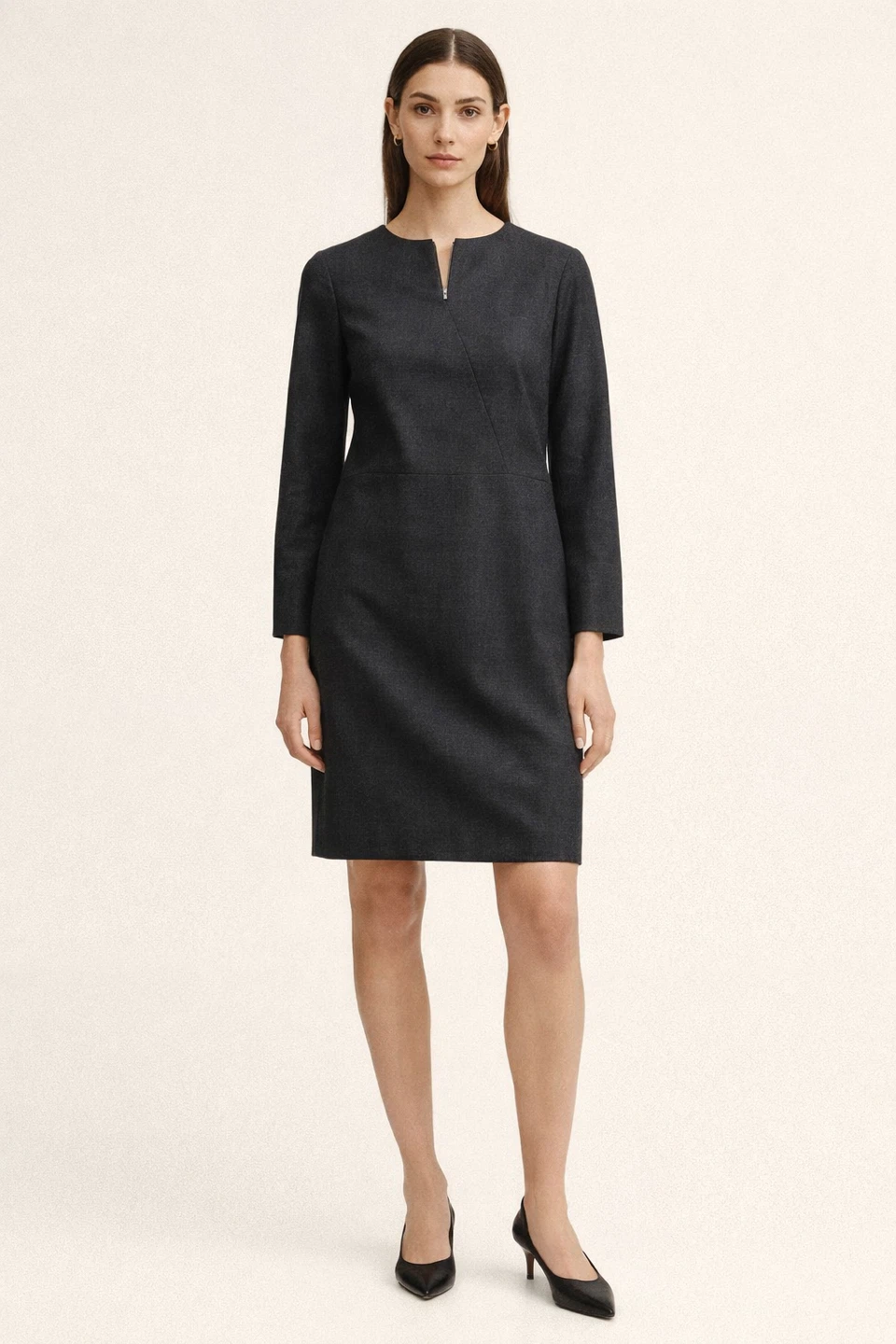COS 100% Wool Grey Long Sleeve Dress