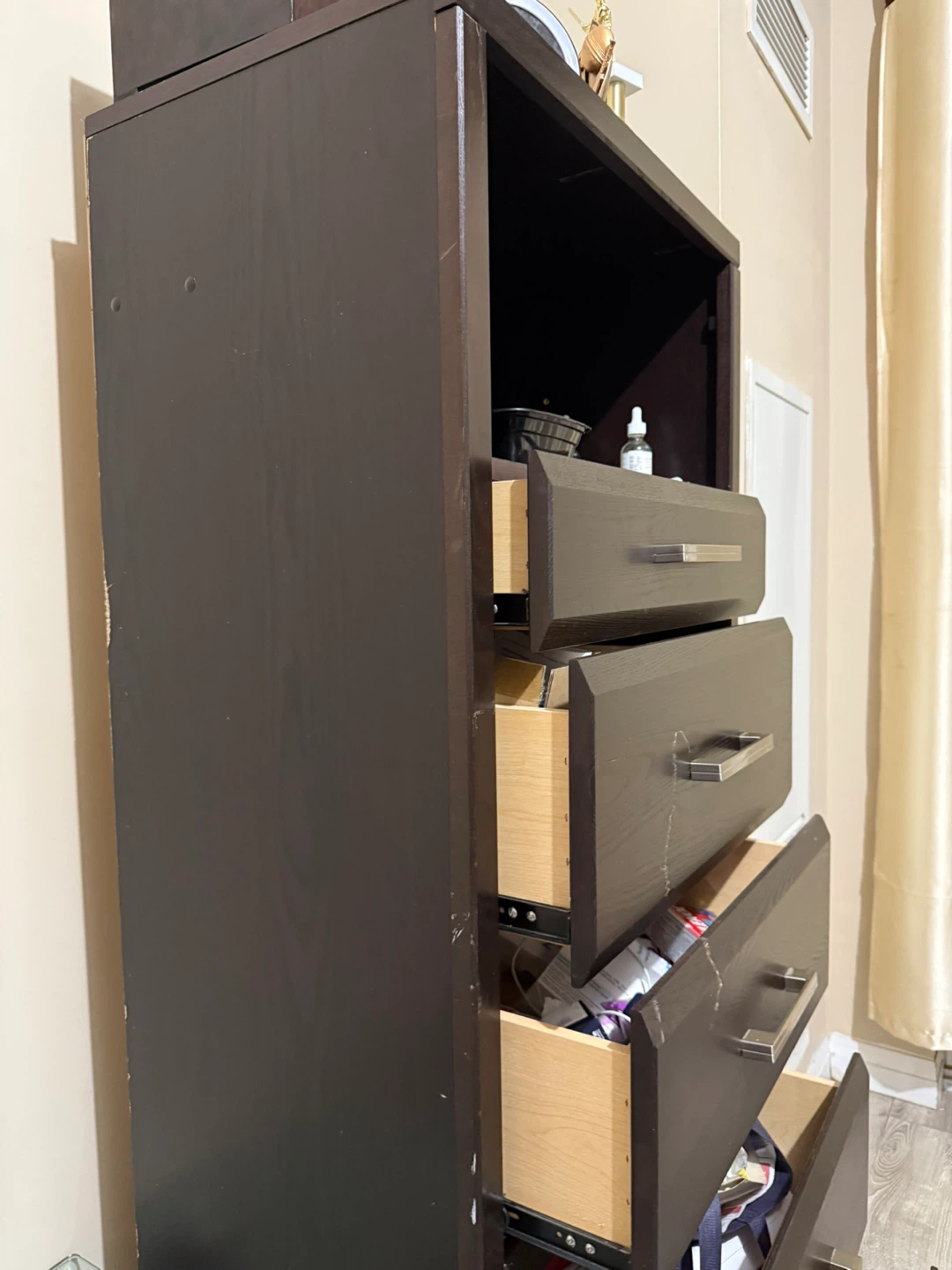Dark Brown Wooden Dresser with 5 Drawers - photo 3