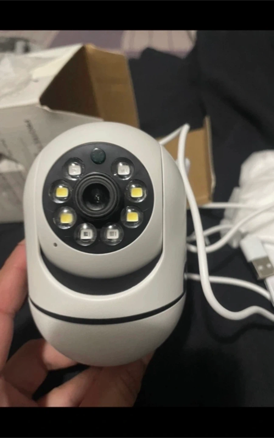 White Security Camera with USB Cable 🥕