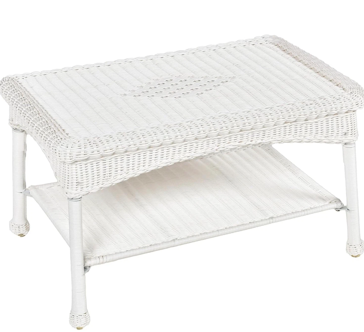 Jeco White Resin Wicker Coffee Table