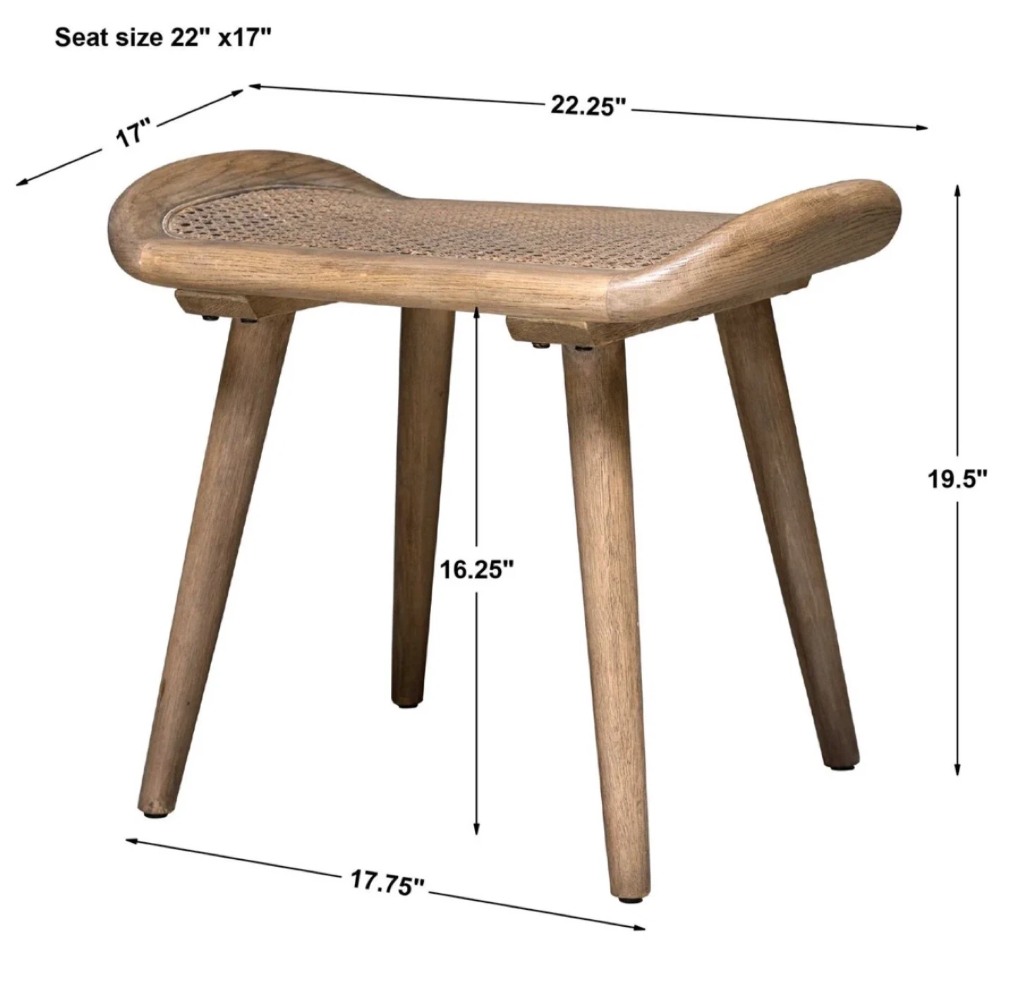 Uttermost Accent Stool, Wood & Rattan